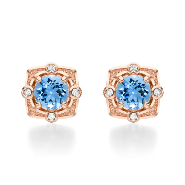 Kolczyki z topazem różowe złoto AJK_026 Kolczyki z topazem różowe złoto AJK_026